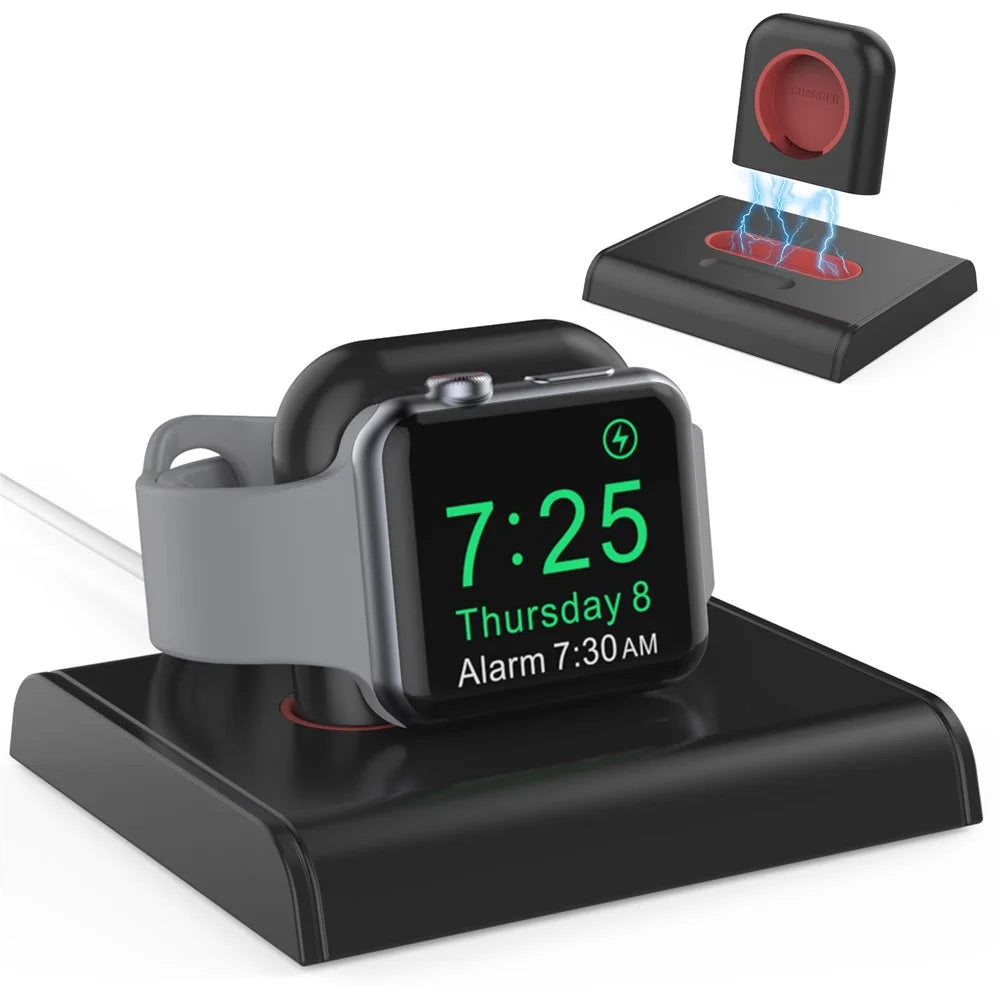 AHASTYLE PT117-1 For Apple Watch Charger Holder Charging Stand Smartwatch Charging Base - Black - 1
