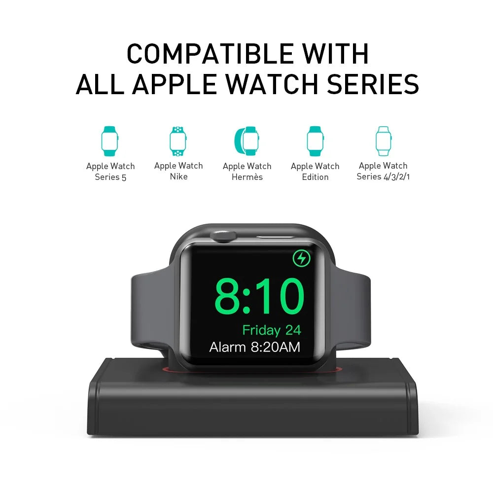 AHASTYLE PT117-1 For Apple Watch Charger Holder Charging Stand Smartwatch Charging Base - Black - 3