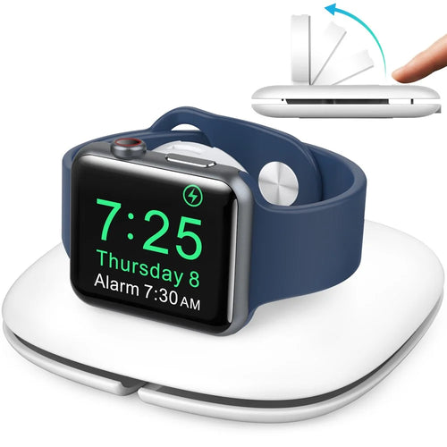 AHASTYLE PT126 For Apple Watch Charging Stand Foldable Smartwatch Charger Holder Charging Dock - White - 1