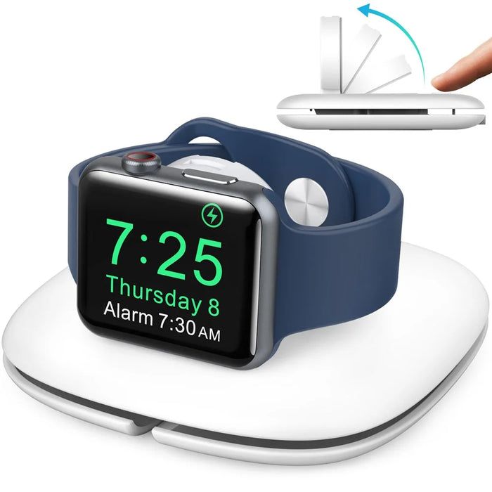 AHASTYLE PT126 For Apple Watch Charging Stand Foldable Smartwatch Charger Holder Charging Dock - White - 1