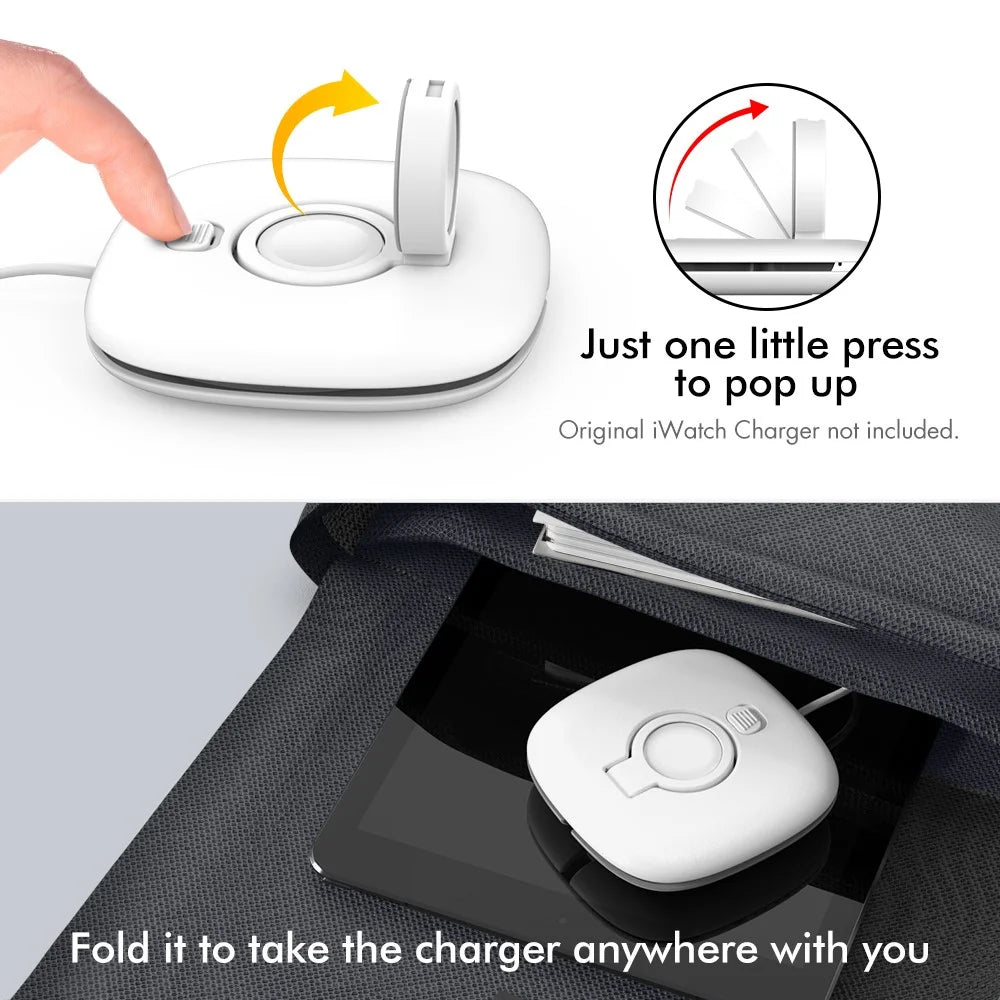 AHASTYLE PT126 For Apple Watch Charging Stand Foldable Smartwatch Charger Holder Charging Dock - White - 4