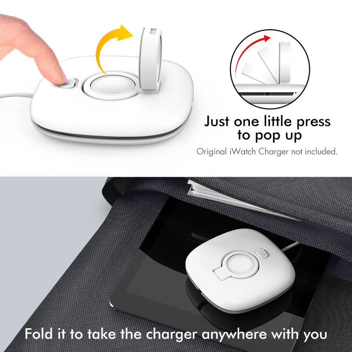 AHASTYLE PT126 For Apple Watch Charging Stand Foldable Smartwatch Charger Holder Charging Dock - White - 4