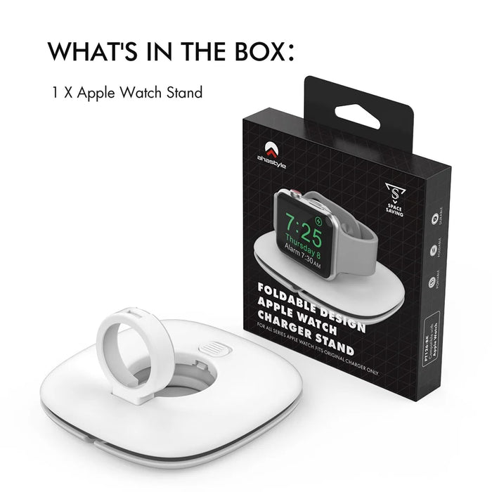 AHASTYLE PT126 For Apple Watch Charging Stand Foldable Smartwatch Charger Holder Charging Dock - White - 7