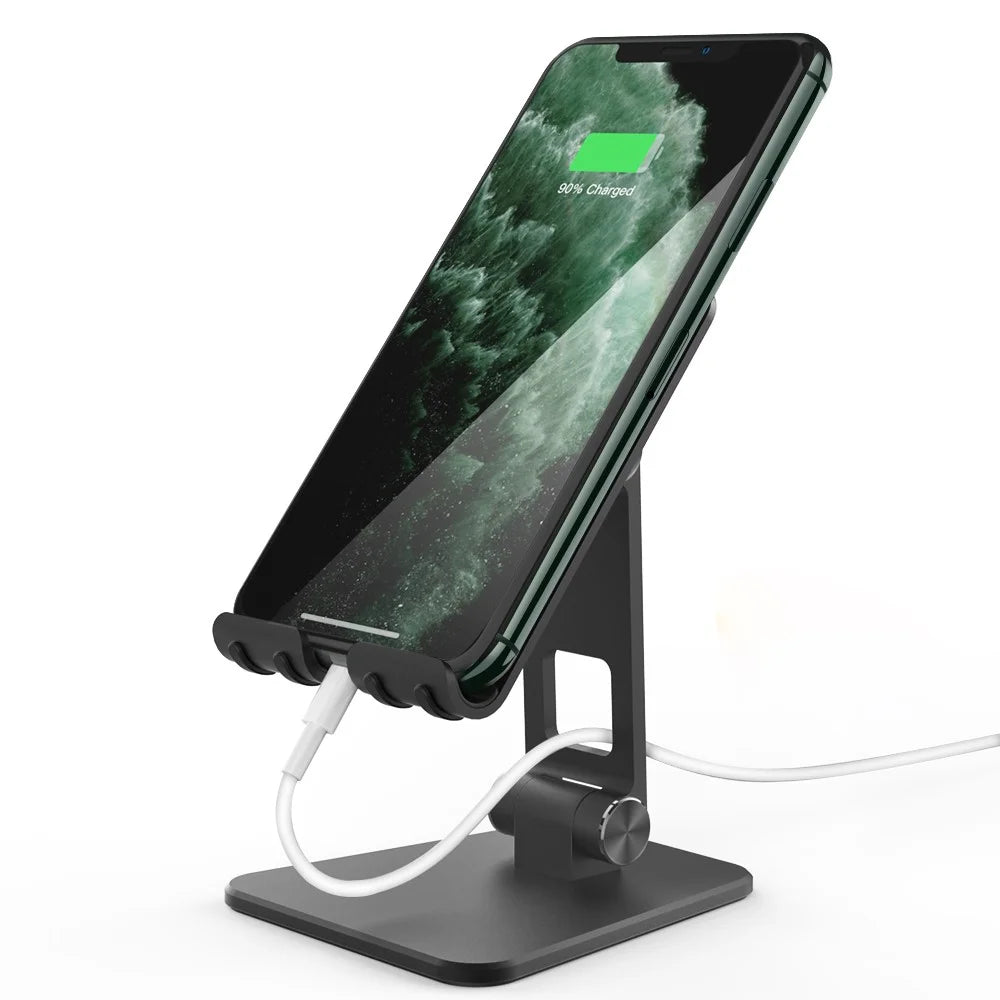 AHASTYLE ST01 Foldable Aluminum Alloy Phone Holder Stand Desktop Dual Shaft Adjustable Bracket - Black - 1