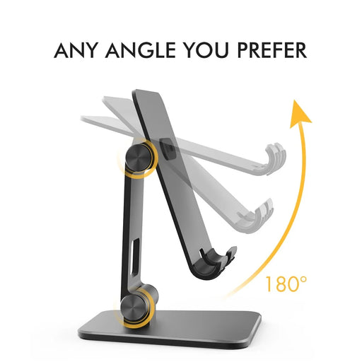 AHASTYLE ST01 Foldable Aluminum Alloy Phone Holder Stand Desktop Dual Shaft Adjustable Bracket - Black - 2