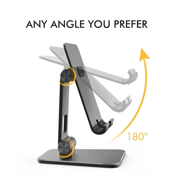 AHASTYLE ST01 Foldable Aluminum Alloy Phone Holder Stand Desktop Dual Shaft Adjustable Bracket - Black - 2