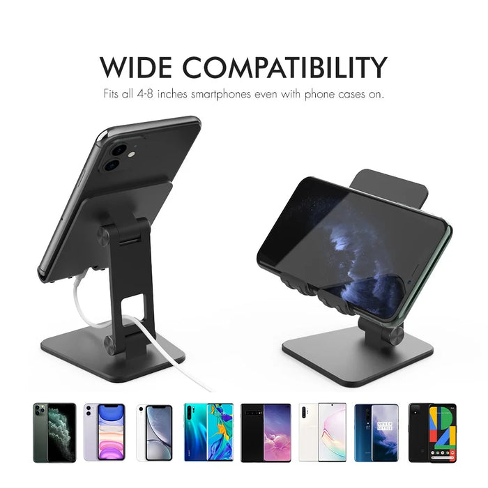 AHASTYLE ST01 Foldable Aluminum Alloy Phone Holder Stand Desktop Dual Shaft Adjustable Bracket - Black - 4