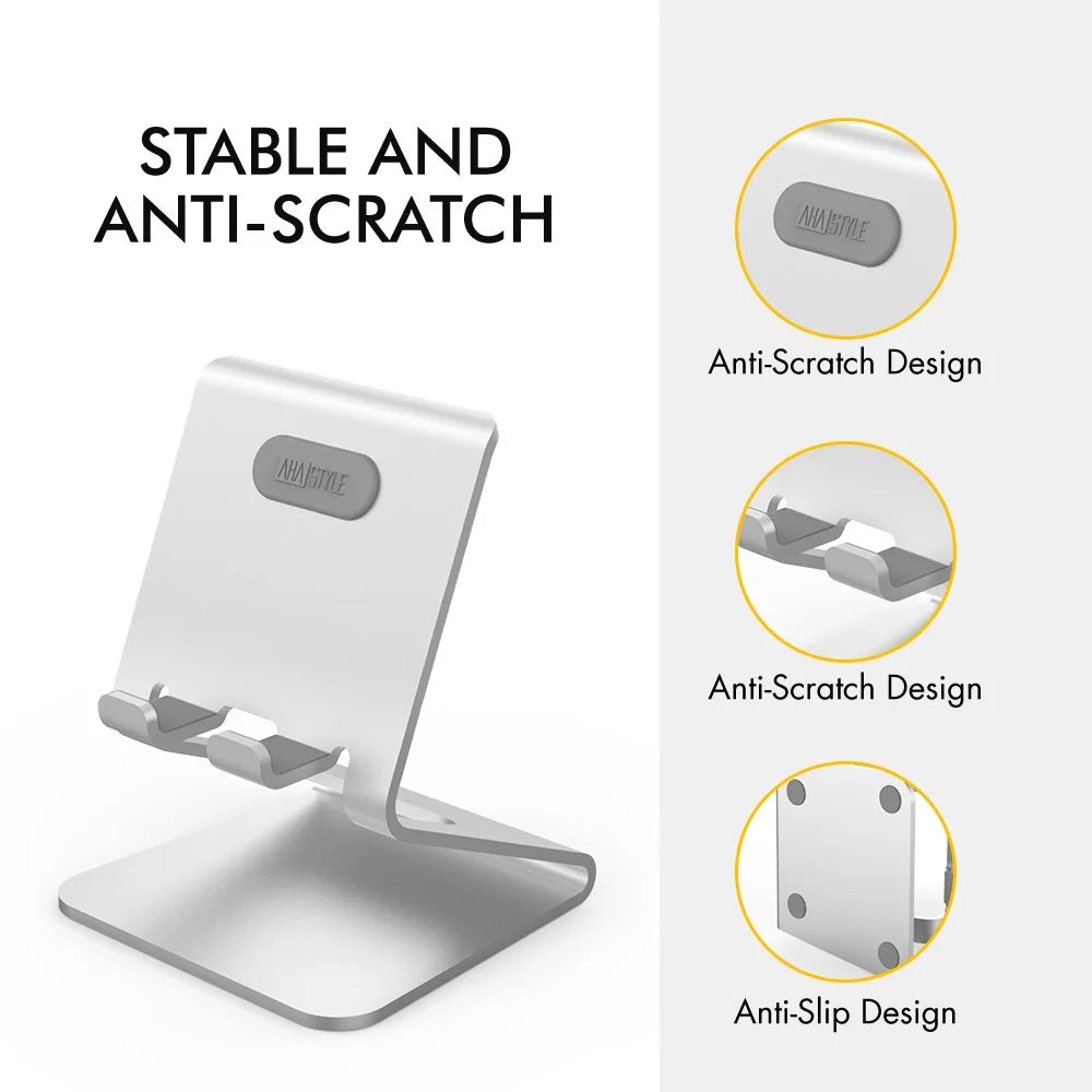 AHASTYLE ST02 Aluminum Alloy Phone Holder Charging Stand Desktop Cellphone Bracket - Silver - 3