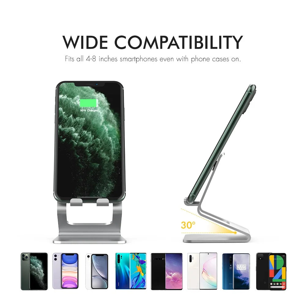 AHASTYLE ST02 Aluminum Alloy Phone Holder Charging Stand Desktop Cellphone Bracket - Silver - 4