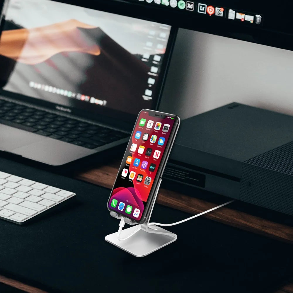 AHASTYLE ST02 Aluminum Alloy Phone Holder Charging Stand Desktop Cellphone Bracket - Silver - 6