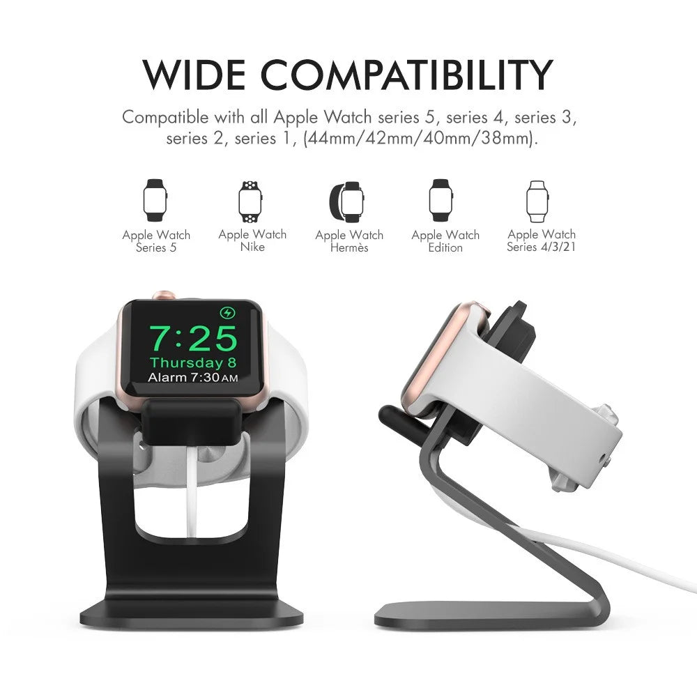 AHASTYLE ST03 For Apple Watch Aluminum Alloy Charging Stand Smartwatch Charger Holder Bracket - Black - 3