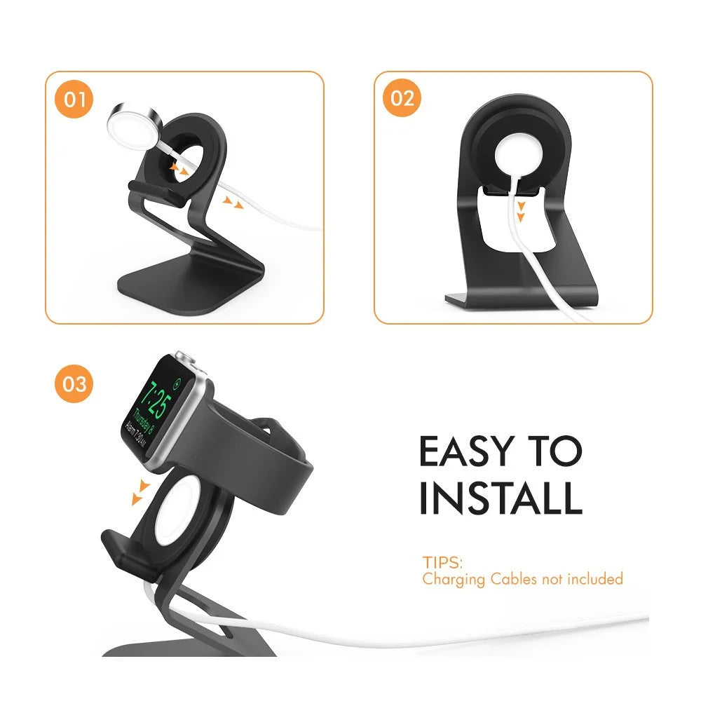 AHASTYLE ST03 For Apple Watch Aluminum Alloy Charging Stand Smartwatch Charger Holder Bracket - Black - 5