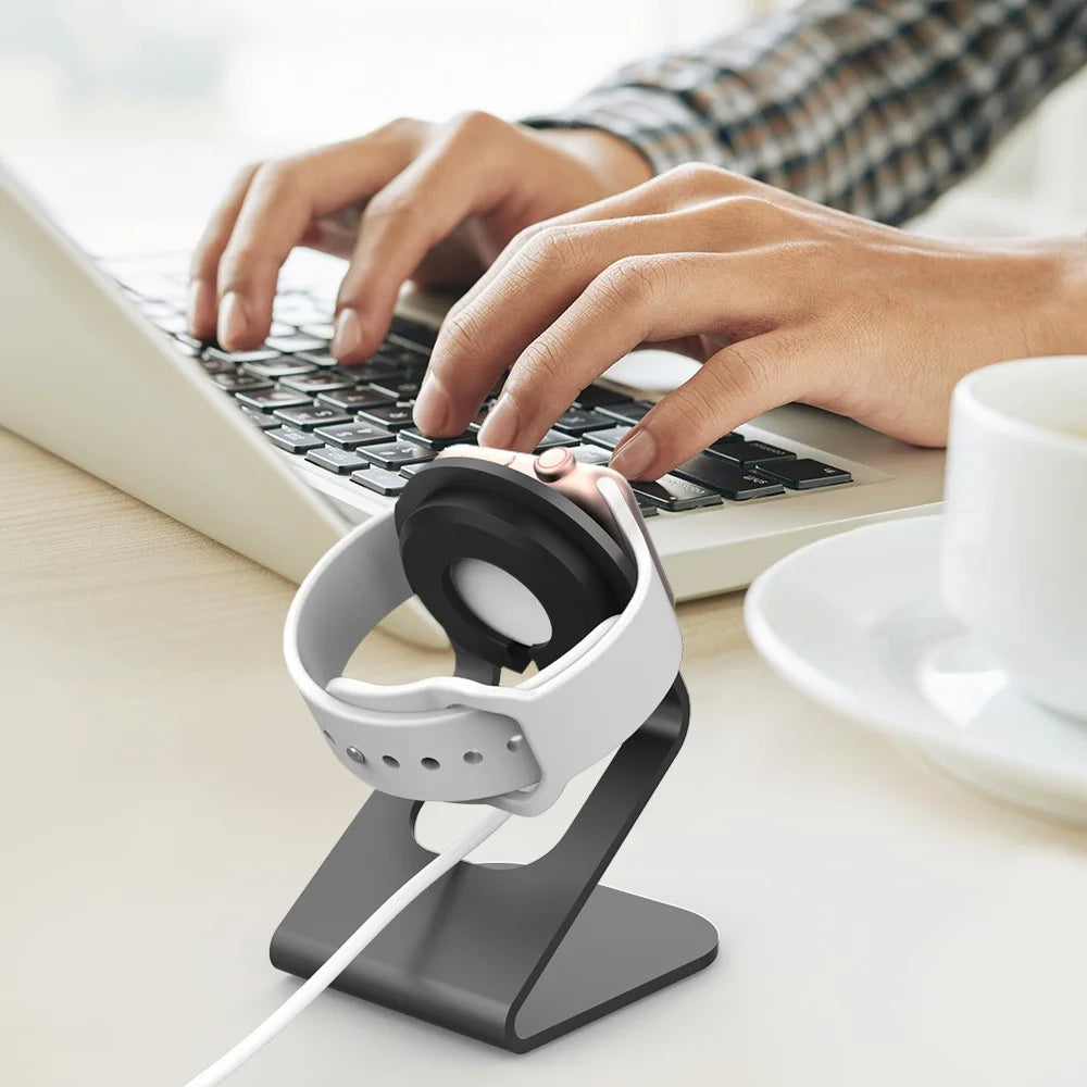 AHASTYLE ST03 For Apple Watch Aluminum Alloy Charging Stand Smartwatch Charger Holder Bracket - Black - 6