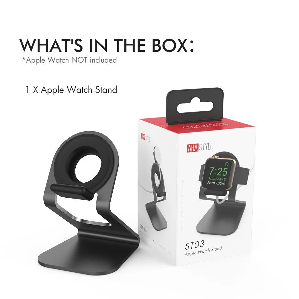 AHASTYLE ST03 For Apple Watch Aluminum Alloy Charging Stand Smartwatch Charger Holder Bracket - Black - 7