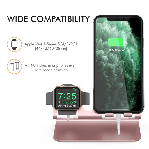 AHASTYLE ST04 For Apple Watch / iPhone Aluminum Alloy Charging Stand Desktop Charging Bracket - Rose Gold - 2