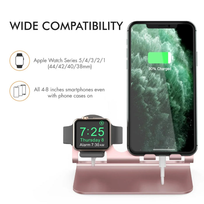 AHASTYLE ST04 For Apple Watch / iPhone Aluminum Alloy Charging Stand Desktop Charging Bracket - Rose Gold - 2