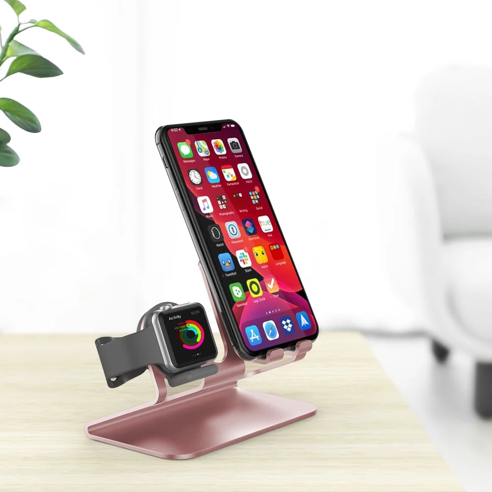 AHASTYLE ST04 For Apple Watch / iPhone Aluminum Alloy Charging Stand Desktop Charging Bracket - Rose Gold - 6