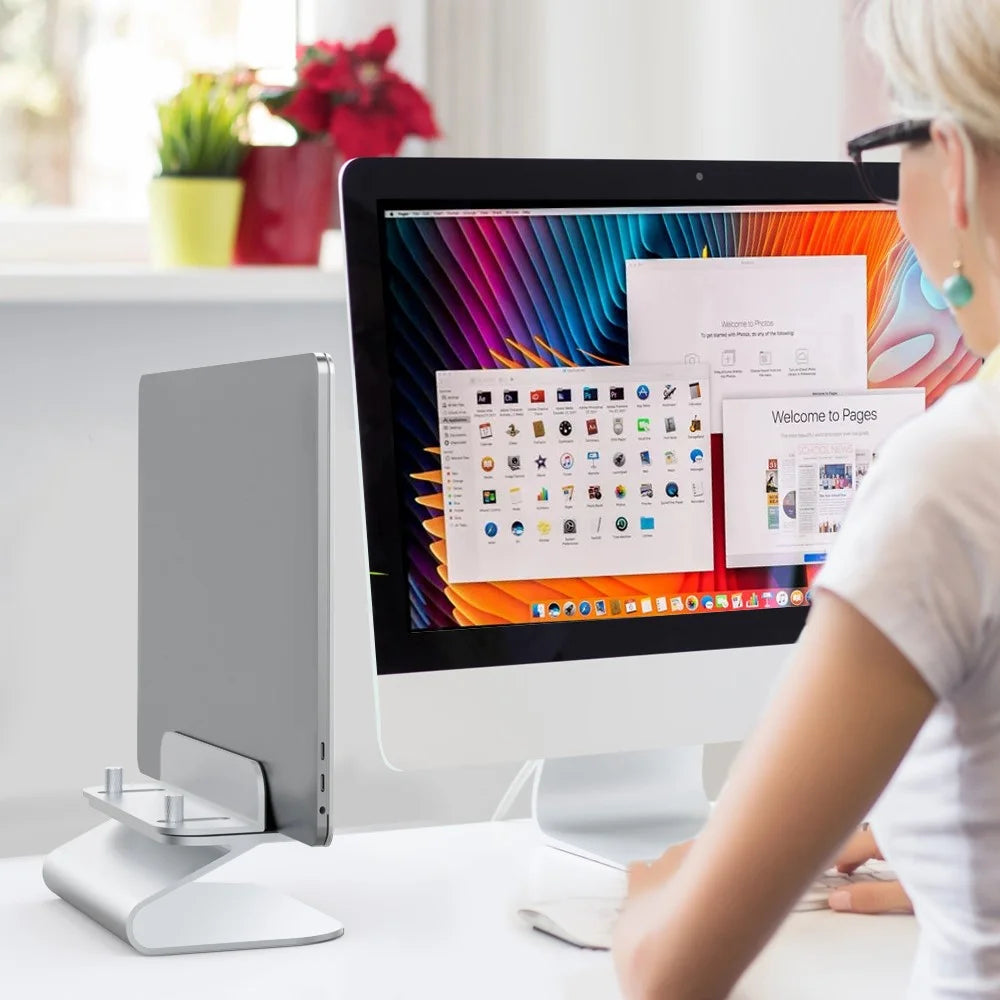 AHASTYLE ST07 Aluminium Alloy Laptop Holder Desktop Vertical Notebook Stand Storage Rack - 6