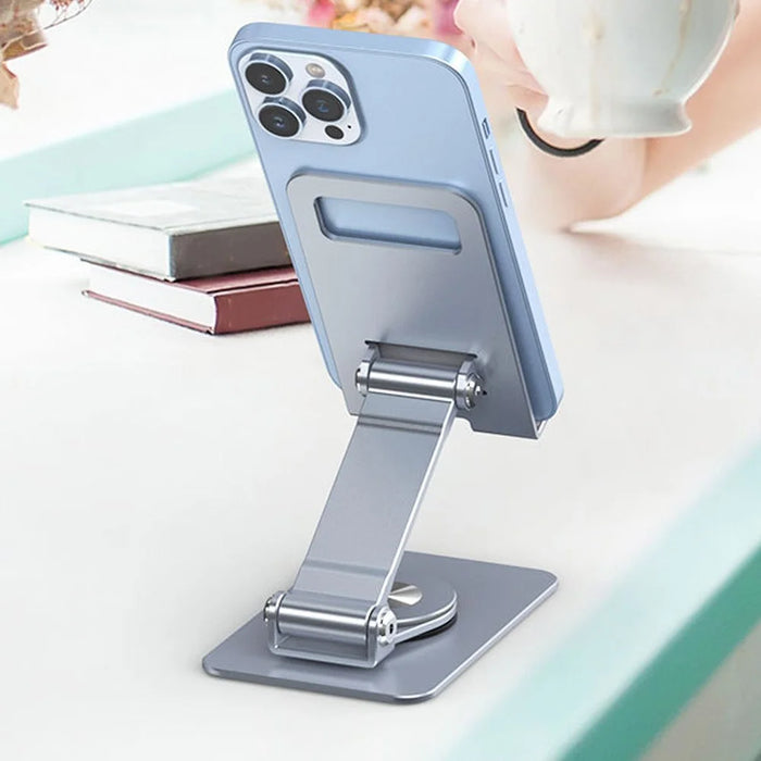 Folding Phone Bracket 360 Degree Rotation Angle Adjustable Desktop Tablet Holder - Silver - 3