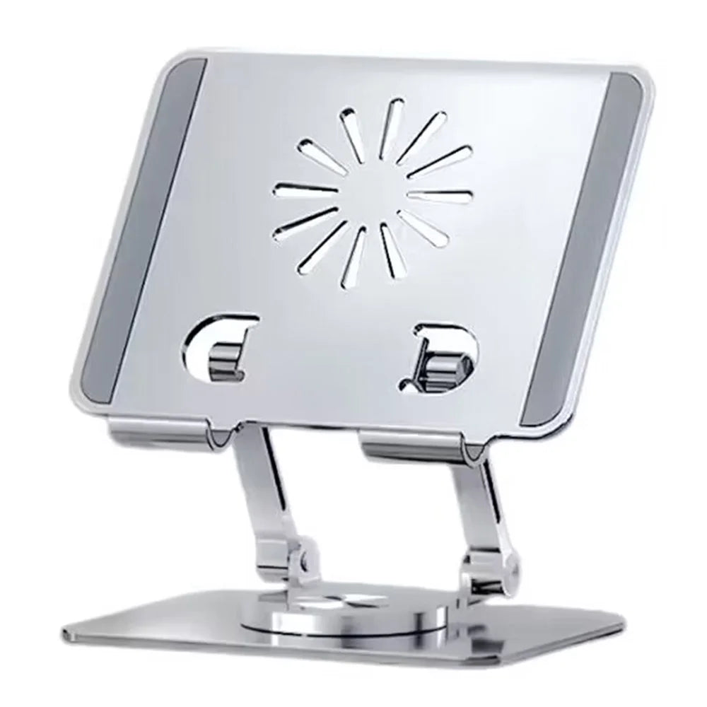 P2027 Folding Lazy Bracket 360 Degree Rotation Aluminum Alloy Tablet Holder Stand - Silver - 1
