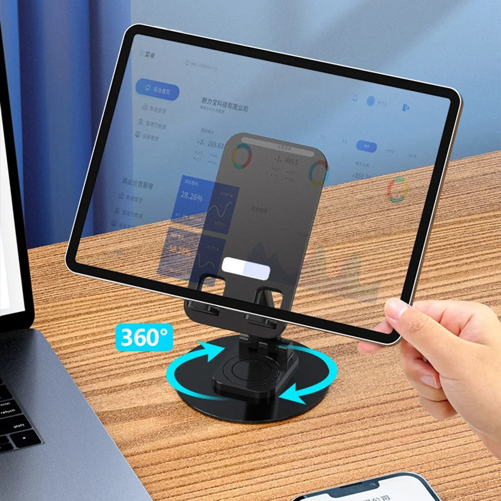 K39B Desktop Mobile Phone Tablet Holder Stand Rotatable Aluminum Alloy Bracket - Black - 3