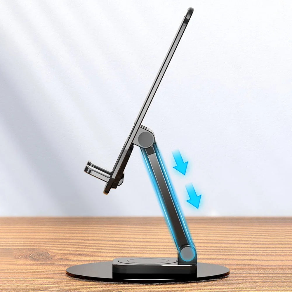 K39B Desktop Mobile Phone Tablet Holder Stand Rotatable Aluminum Alloy Bracket - Black - 6