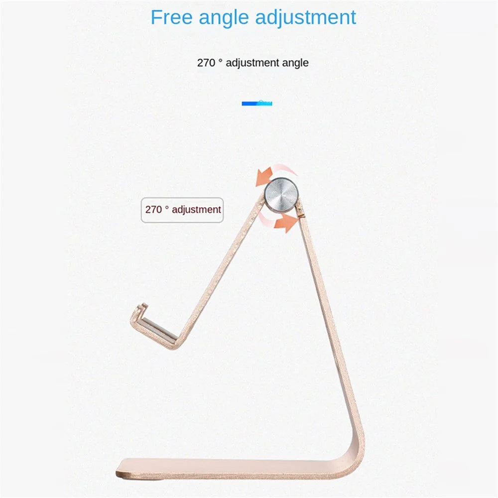 Z4A Small Size Adjustable Desktop Lazy Mobile Phone Tablet Holder Aluminum Alloy Stand Cellphone Tablet Bracket - Gold - 6