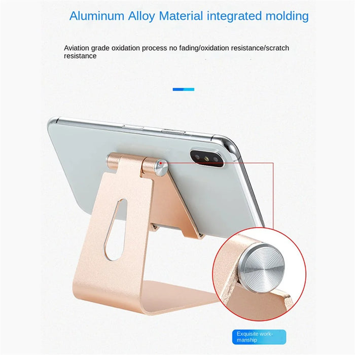 Z4A Large Size Adjustable Desktop Bracket Lazy Mobile Phone Tablet Holder Aluminum Alloy Stand - Gold - 4