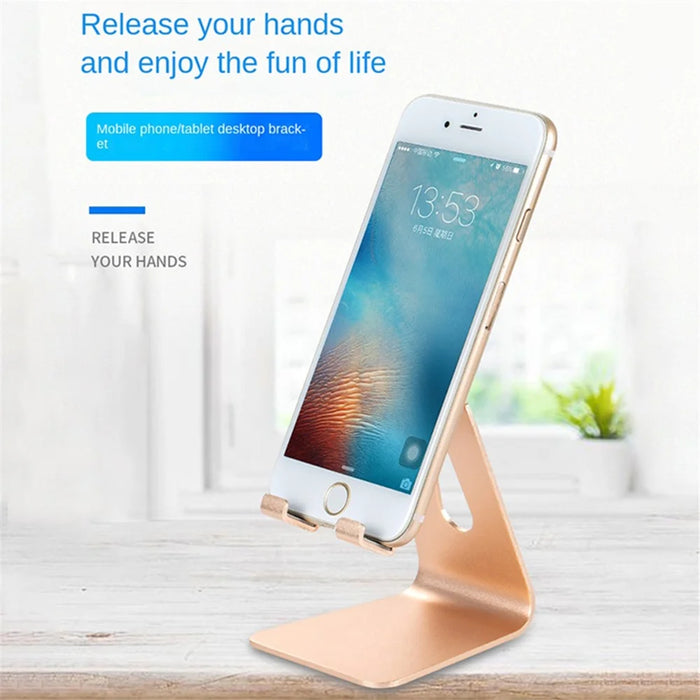 Z4A Large Size Adjustable Desktop Bracket Lazy Mobile Phone Tablet Holder Aluminum Alloy Stand - Gold - 7
