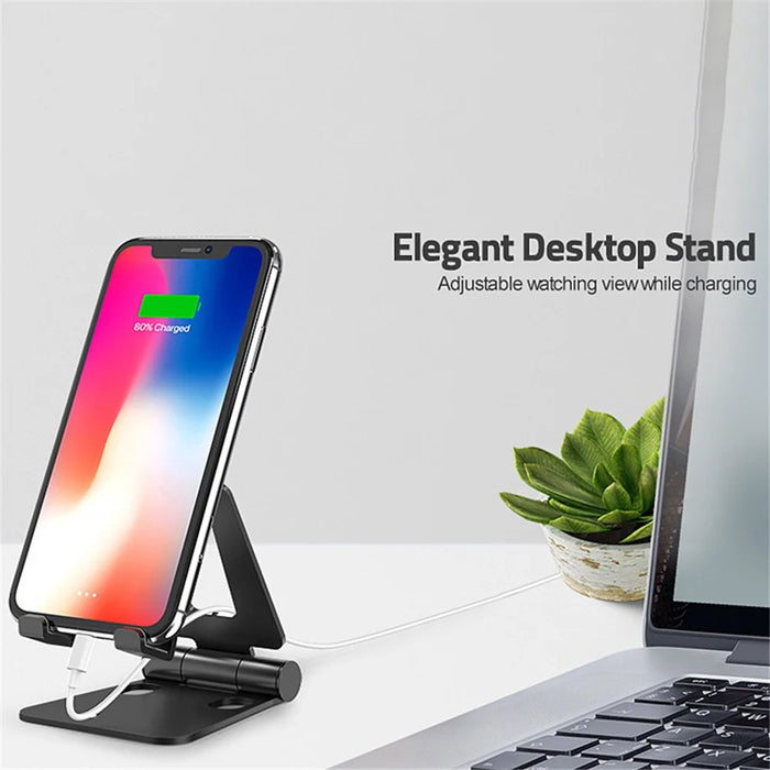 AS007 Foldable Smartphone Stand Holder Aluminum Alloy Cell Phone Stand Desktop Mount Bracket - Black - 3