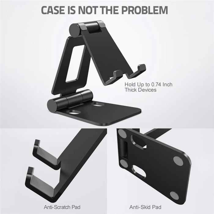 AS007 Foldable Smartphone Stand Holder Aluminum Alloy Cell Phone Stand Desktop Mount Bracket - Black - 6