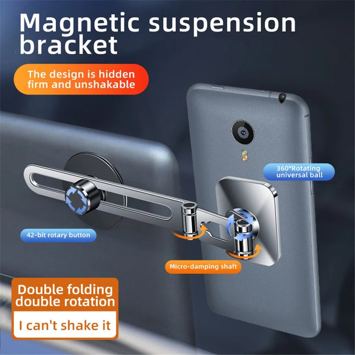 F52 Magnetic Car Phone Holder Stand Adhesive 360 Degrees Rotating Cellphone Bracket - Silver - 4