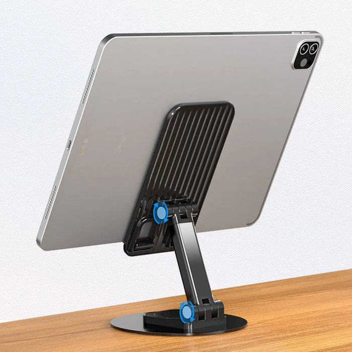 T9 Desktop Phone Stand Folding 360° Rotating Tablet Holder for Live Streaming, Online Teaching - Black - 3