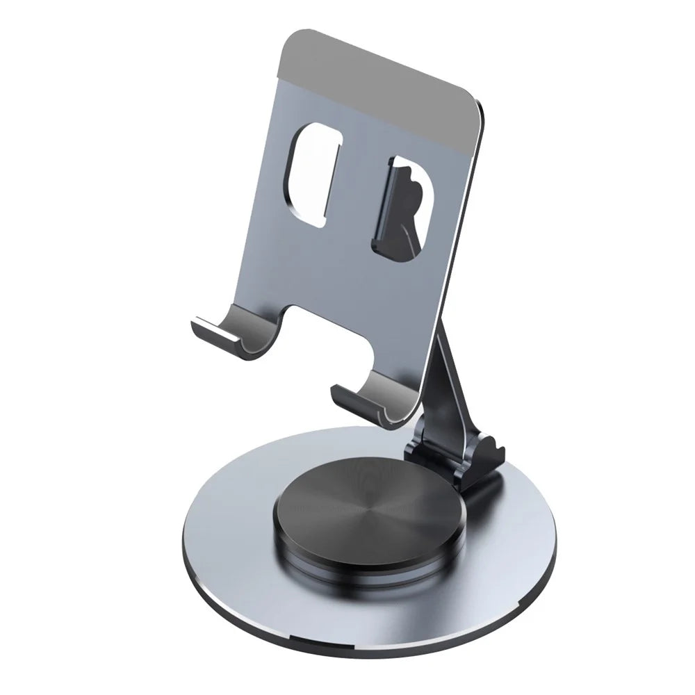 Tablet Stand 360-degree Rotating Aluminum Alloy Desktop Holder Foldable Mobile Phone Stand Adjustable Tablet Mount - Grey - 1