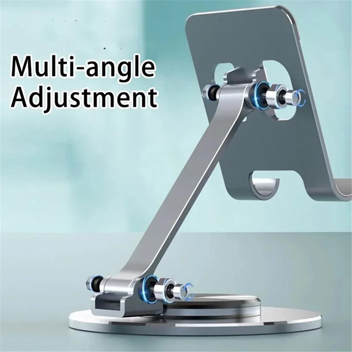 Tablet Stand 360-degree Rotating Aluminum Alloy Desktop Holder Foldable Mobile Phone Stand Adjustable Tablet Mount - Grey - 2