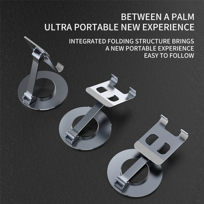 Tablet Stand 360-degree Rotating Aluminum Alloy Desktop Holder Foldable Mobile Phone Stand Adjustable Tablet Mount - Grey - 4