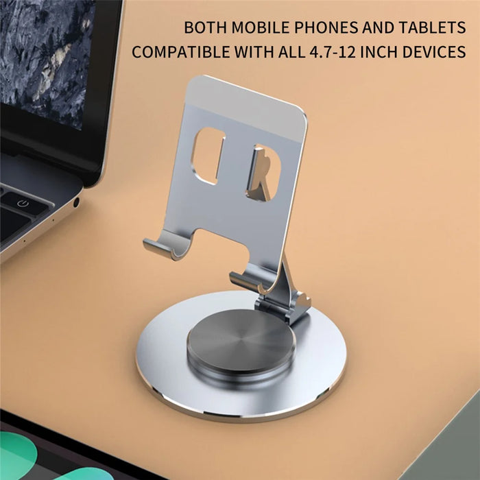 Tablet Stand 360-degree Rotating Aluminum Alloy Desktop Holder Foldable Mobile Phone Stand Adjustable Tablet Mount - Grey - 5