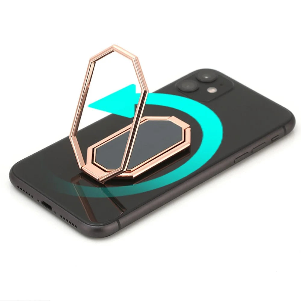 360 Degree Rotation Finger Ring Kickstand Foldable Bracket for Mobile Phone / Tablet - Rose Gold - 5