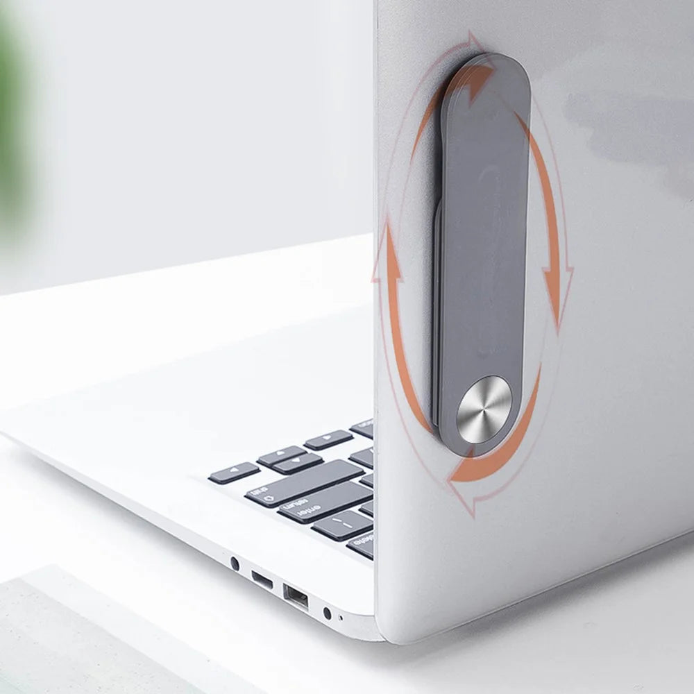 Laptop Side Mount Magnetic Phone Stand Holder PC+Aluminum Alloy Computer Monitor Expansion Bracket - Light Grey - 3