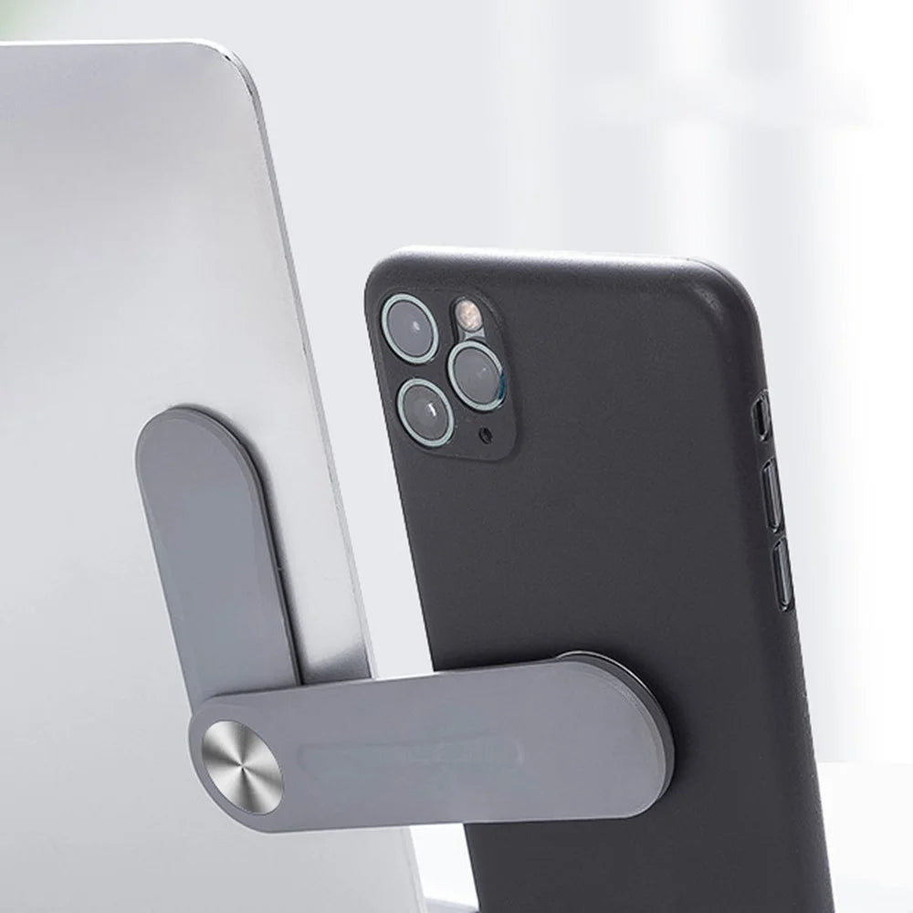 Laptop Side Mount Magnetic Phone Stand Holder PC+Aluminum Alloy Computer Monitor Expansion Bracket - Light Grey - 5