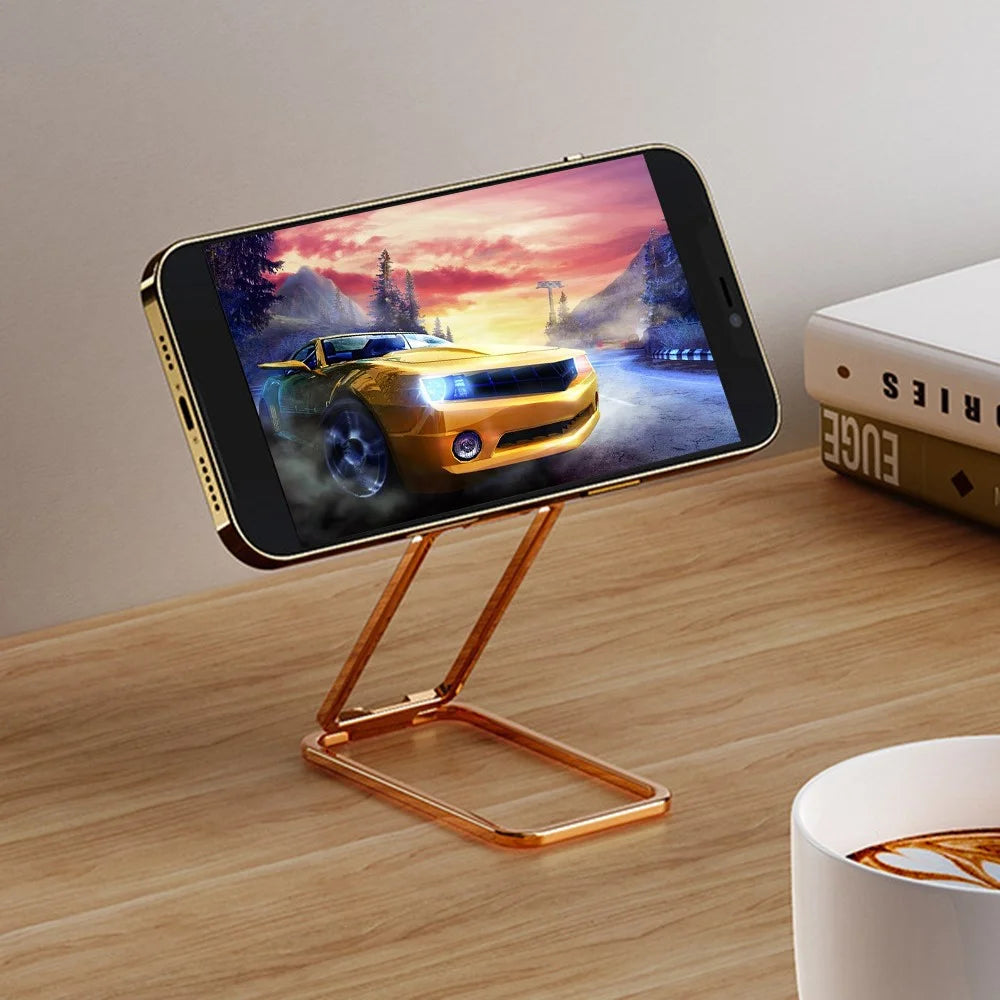 For Mobile Phone / Tablet 360 Degree Rotation Zinc Alloy Finger Ring Kickstand Foldable Bracket - Gold - 3