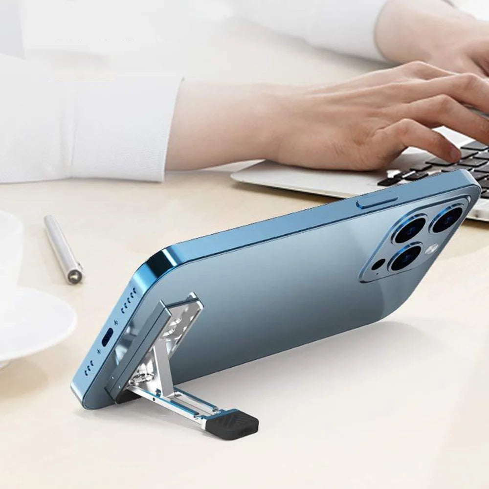 Adhesive L Bracket Ultra Slim Zinc Alloy Cell Phone Stand Folding Tablet Kickstand Support - 2