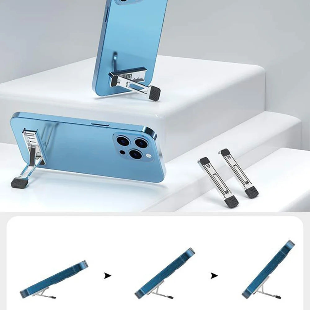 Adhesive L Bracket Ultra Slim Zinc Alloy Cell Phone Stand Folding Tablet Kickstand Support - 4