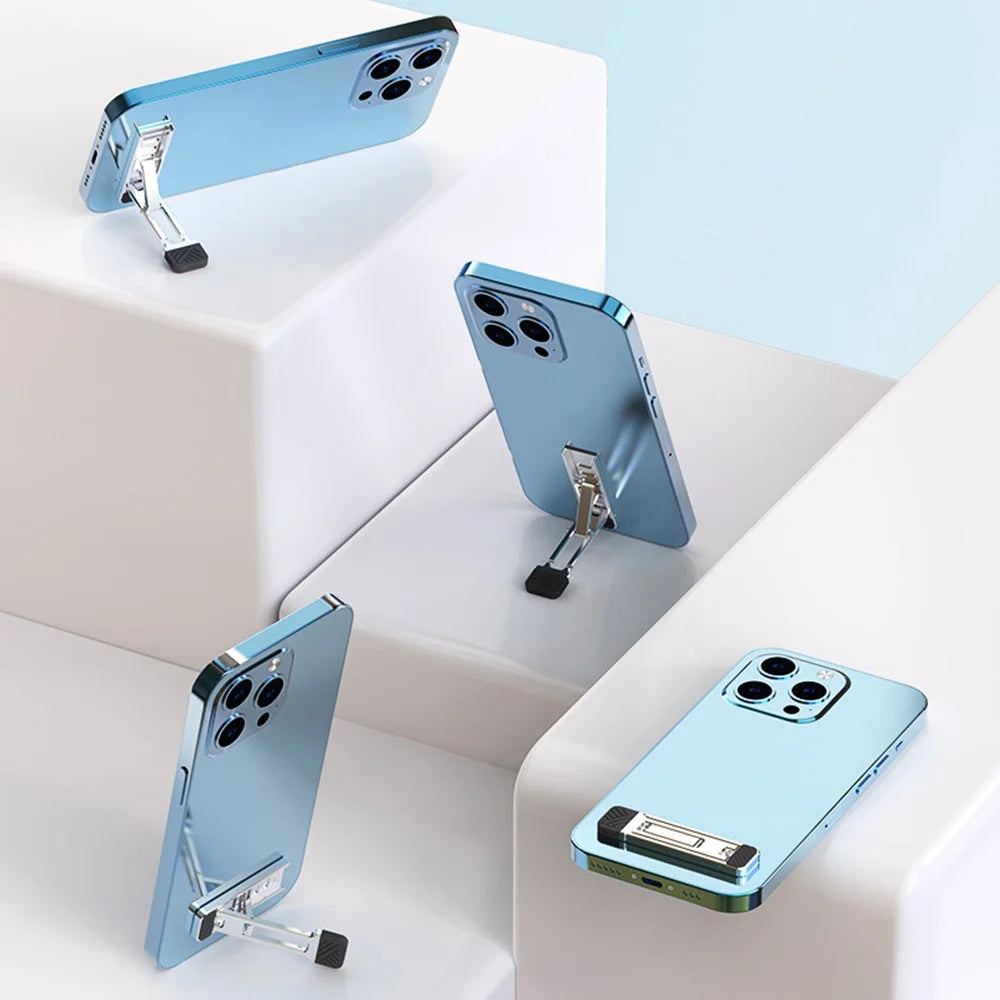 Adhesive L Bracket Ultra Slim Zinc Alloy Cell Phone Stand Folding Tablet Kickstand Support - 7