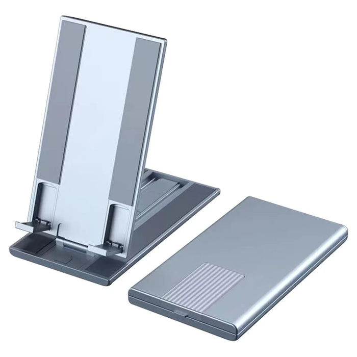 Phone Stand Adjustable Aluminium Tablet Desktop Holder Fully Foldable Phone Cradle Dock - Silver - 1