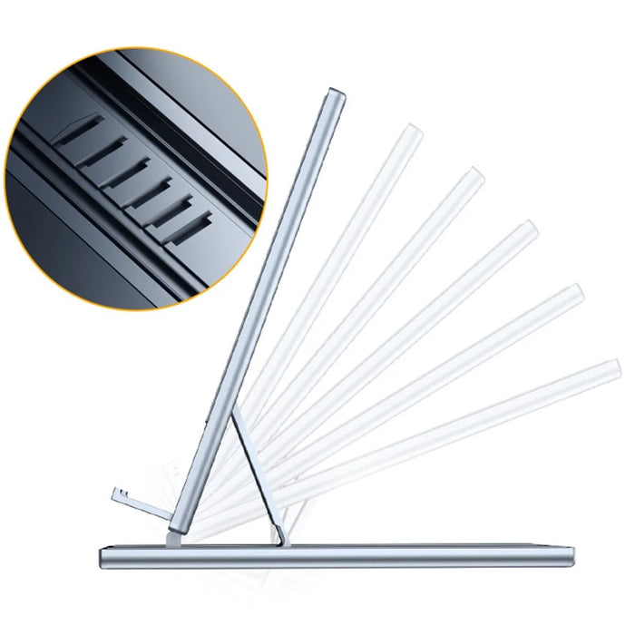 Phone Stand Adjustable Aluminium Tablet Desktop Holder Fully Foldable Phone Cradle Dock - Silver - 3