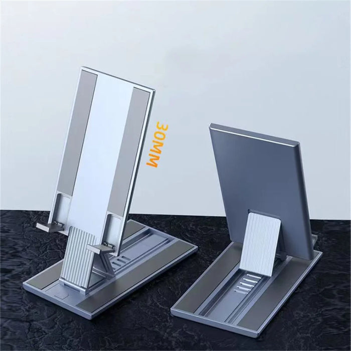 Phone Stand Adjustable Aluminium Tablet Desktop Holder Fully Foldable Phone Cradle Dock - Silver - 5