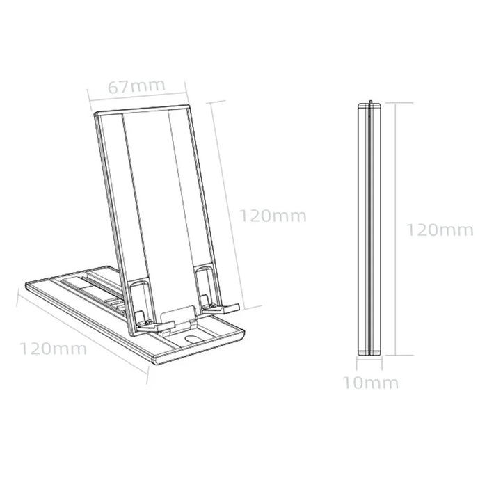 Phone Stand Adjustable Aluminium Tablet Desktop Holder Fully Foldable Phone Cradle Dock - Silver - 7