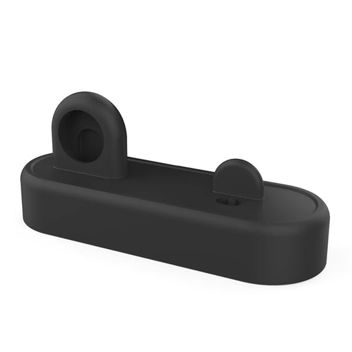 AHASTYLE PT56-S For iPhone 12 / 13 / 14 / Apple Watch Stand Holder 2 in 1 Silicone Charging Dock with Cable Adapter - Black - 1