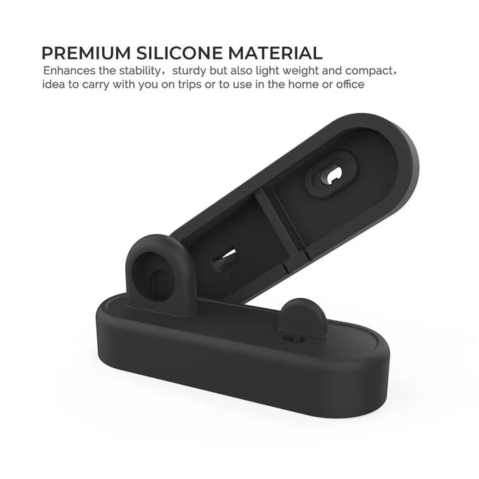 AHASTYLE PT56-S For iPhone 12 / 13 / 14 / Apple Watch Stand Holder 2 in 1 Silicone Charging Dock with Cable Adapter - Black - 4